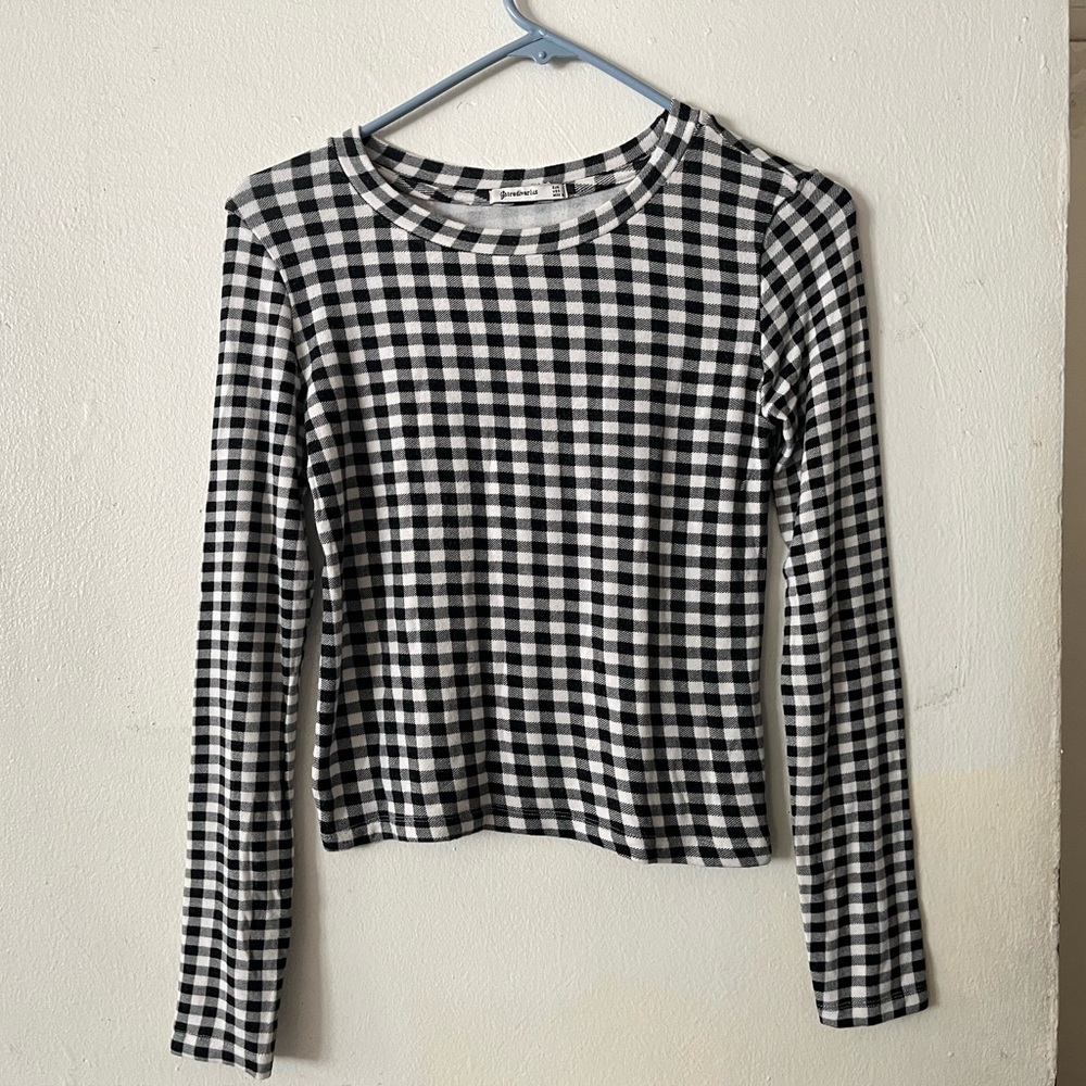Stradivarius Monochrome Checkered Top